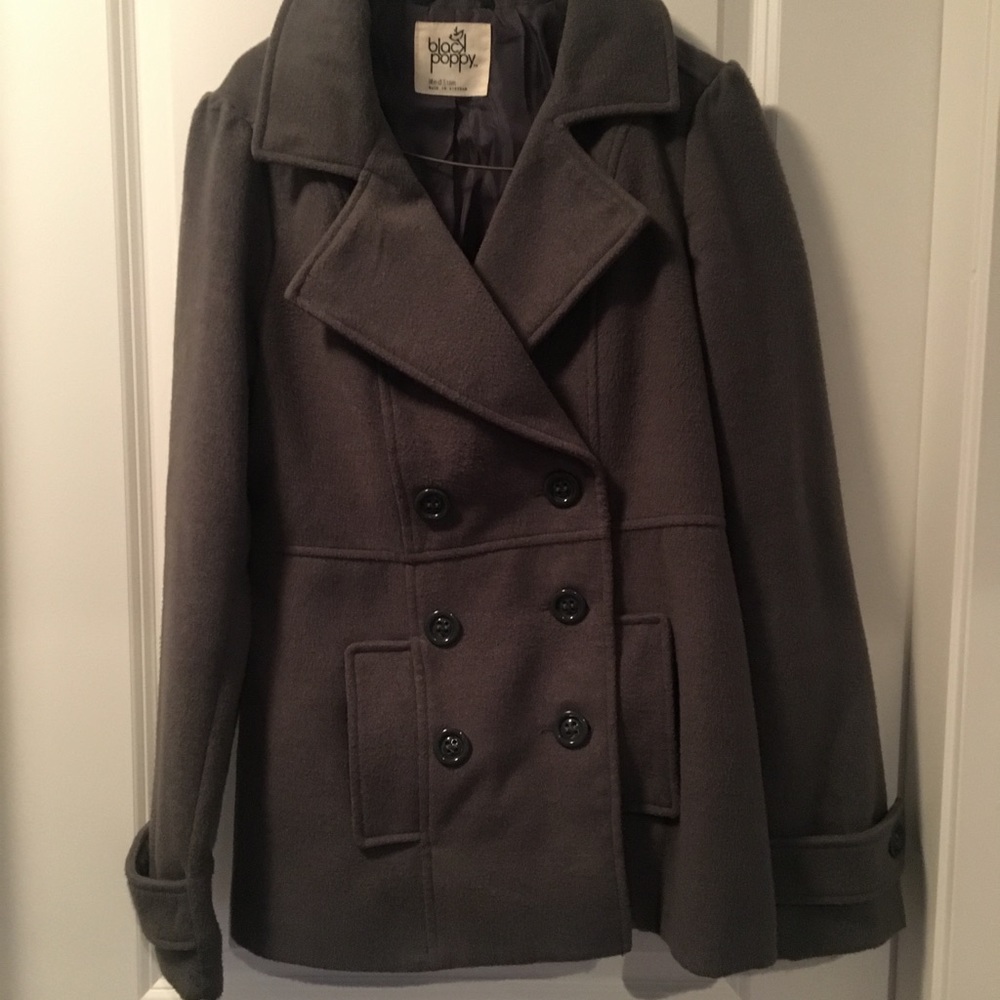 Black poppy pea coat